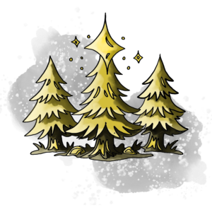 Trois sapins comme logo de générateurs de lieu pour D&D 5e édition